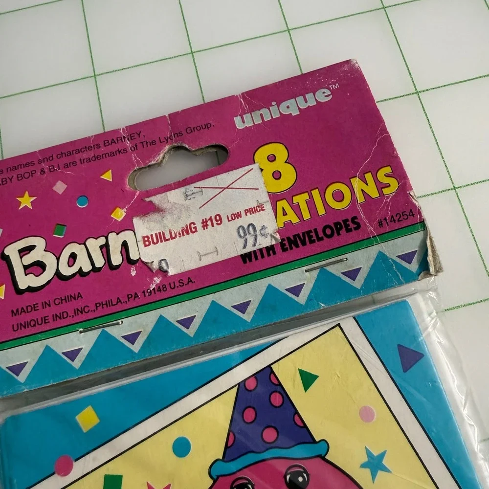 Vintage 90s Barney & Baby Bop BJ 8 Birthday Party Invitations 1995 NEW Cards